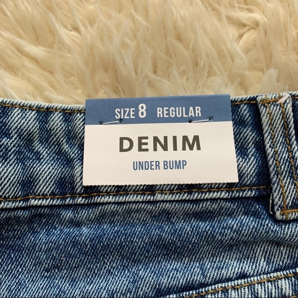 Maternity Blue Denim Raw Hem Under Bump Shorts - Picture 7 of 10